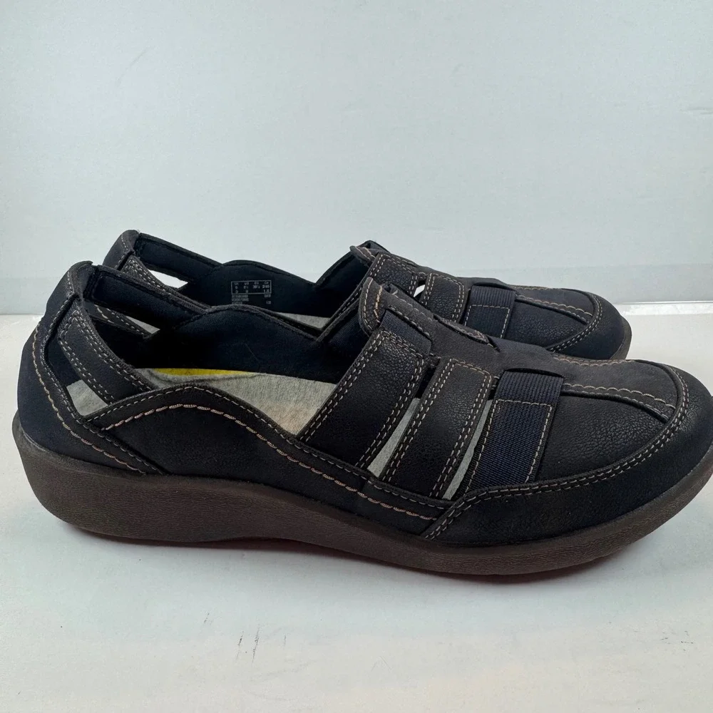 Clarks Cloudsteppers Navy Blue Slip On Loafers Womens 8.5 M Cushion Soft 23535 - Picture 3 of 9
